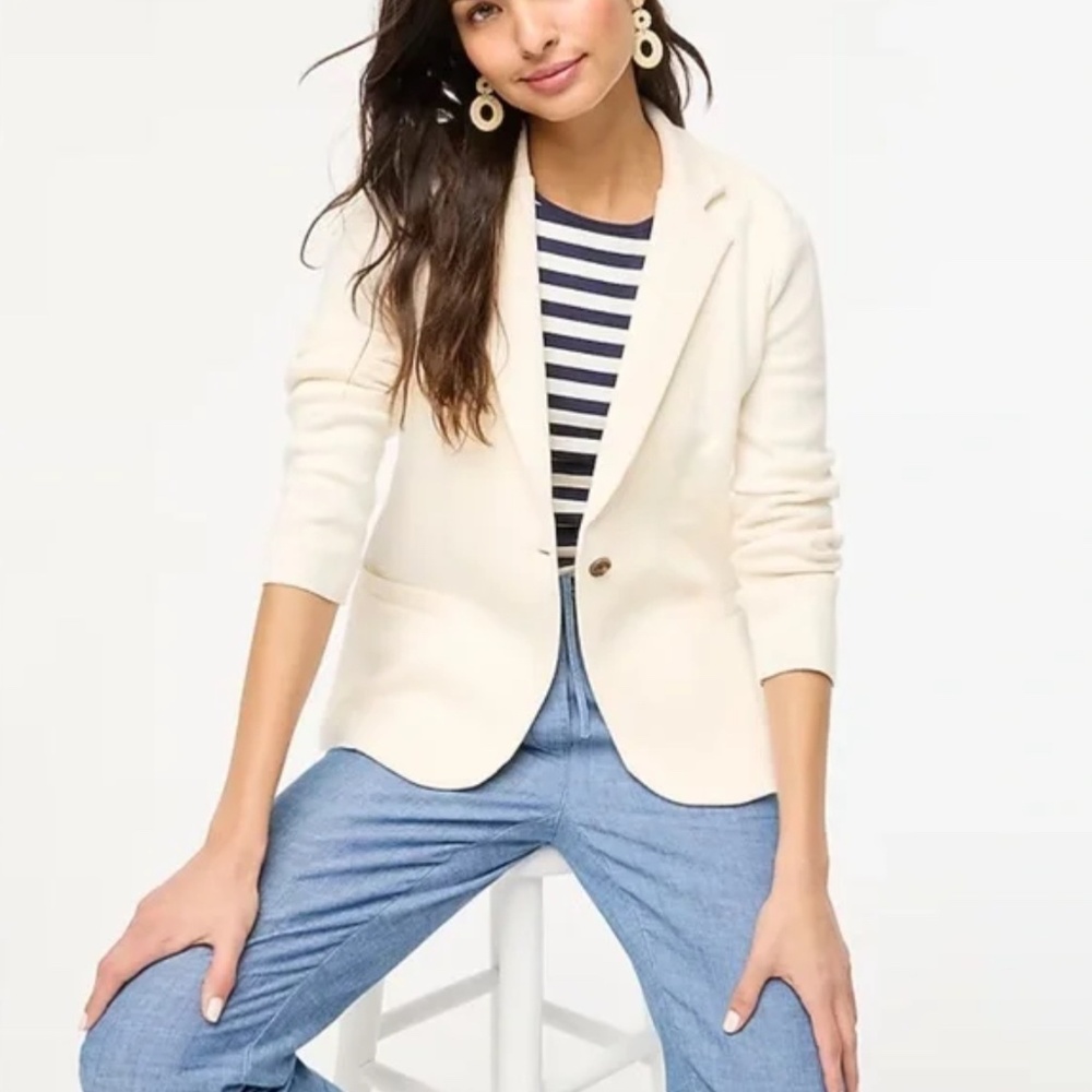 NEW J.Crew Factory Schoolboy sweater blazer in Ivory Size LP